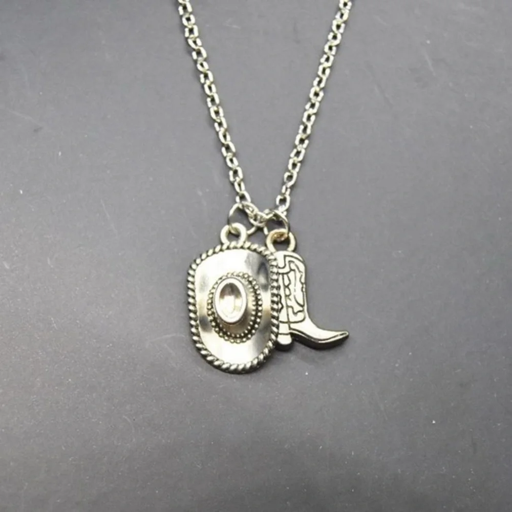 Minimalist Cowboy Boot and Hat Necklace